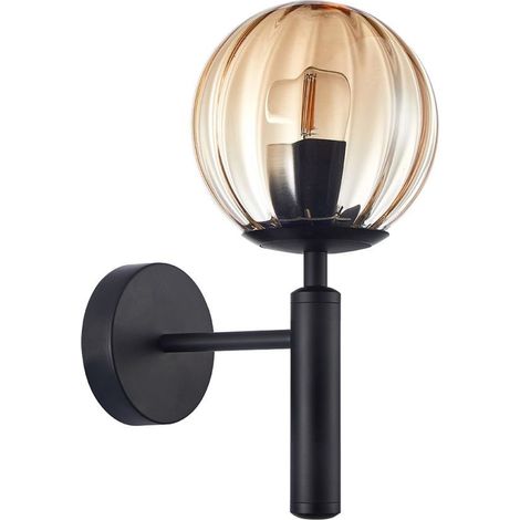Applique murale noire verre ambré E27 Ravena Italux