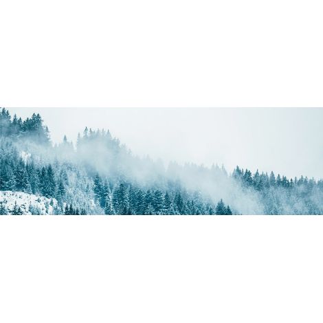 Tableau sur toile brume de montagne 30x97 cm - Impression sur Toile Murale Décorative - Image imprimée en HD sur Toile - Toile sur Châssis en Bois FSC - Fabriqué en France (1/5)