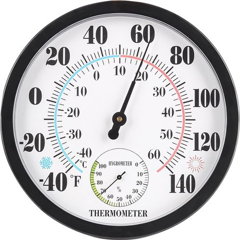 Termómetro higrómetro 2 en 1 para interiores y exteriores con pantalla acrílica de 25 cm, termómetro automático para interiores, invernaderos y jardines. (1/5)