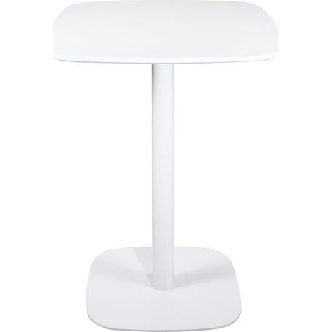 Table de bistrot de cuisine, table d'appoint, hauteur 75 cm, plateau 60 x 60 cm, pour 1 à 2 personnes, piètement fixe en métal SILA (blanc et bois) (1/4)