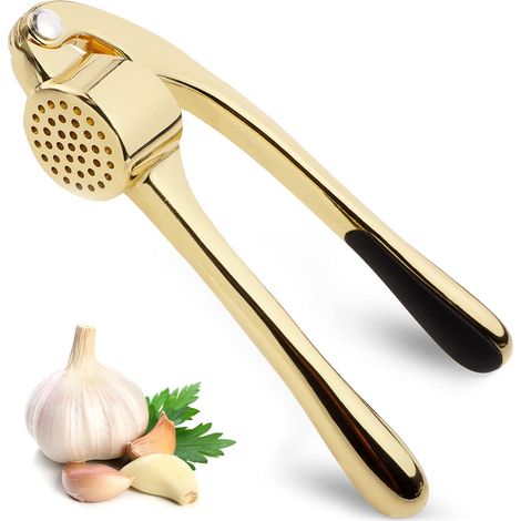 Presse-ail haut de gamme - Poignée ergonomique souple et facile à presser, conception robuste pour extraire plus de pâte d'ail par gousse, broyeur d'ail pour noix et graines, hachoir à ail et presse-g (1/5)