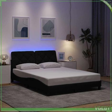 Cadre de lit - 3310659 - 120x200 cm - LED intégrée - Tissu noir (1/5)