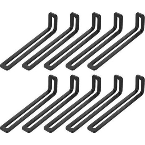 10 Pcs Support d'angle Réglable, Équerre de Fixation, Equerre Fixation Noir, Supports en L à Fente Réglable, Connecteur d'angle à 90 degrés en Métal pour Équerre Étagère Bois Armoires, 120x16x32mm (1/5)