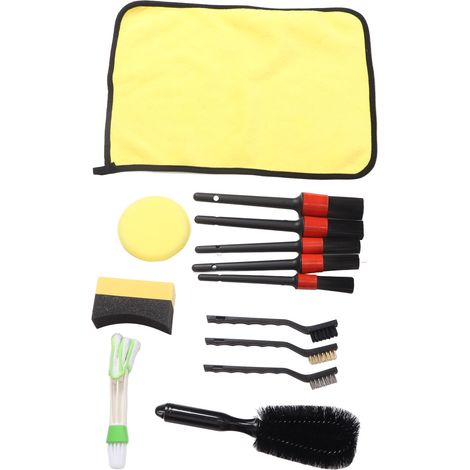 Kit de Nettoyage Auto avec Brosse à Jantes Détail, Éponge, Plumeau, Chiffon, Outils de Lavage Moteur, Lot Complet (1/5)