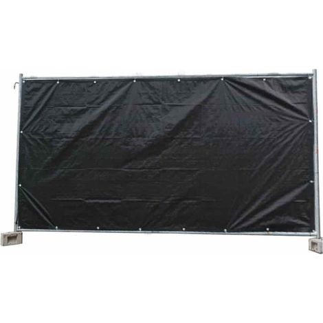 Bauzaunplane 160g/m², schwarz PE 1,76m x 3,41m, Sichtschutzplane (1/4)