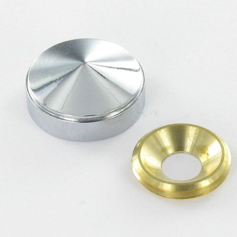 Rosace conique ou cache vis (1 rosace et 1 cuvette de vis) Laiton chrome Diamètre 18 Pour Vis M6-10 pièces