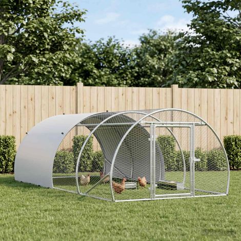 vidaXL Poulailler Argenté 400 x 150 x 100 cm Acier galvanisé (1/5)