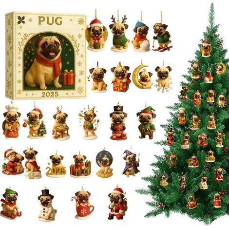 Calendrier de l'Avent - Décoration acrylique bidimensionnelle - Décoration de sapin de Noël - Pour les fêtes d'hiver dans la maison et la ferme sur la fenêtre (1/5)