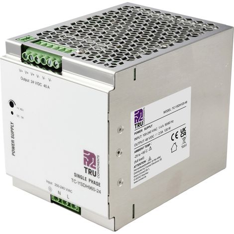 TRU COMPONENTS TC-13850168 Hutschienen-Netzteil (DIN-Rail) 24 V/DC 40 A 960 W Anzahl Ausgänge:1 x (1/5)