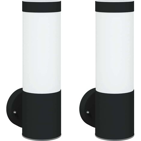 Set di 2 moderne lampade da parete per esterni 12 x 7 x 27 cm illuminazione pratica design minimalista in acciaio inox nero 020056484