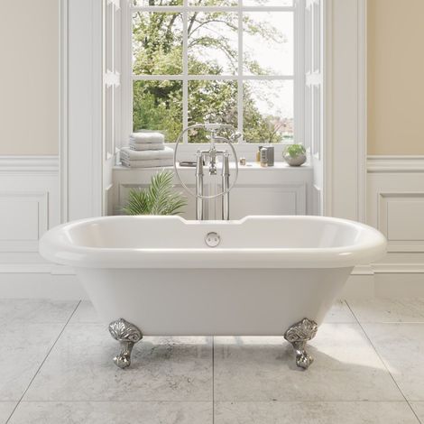 Freestanding Traditional Bath Acrylic - 1500mm Blenheim Roll Top Double Ended with Dragon Feet (1/5)