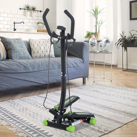 Stepper fitness avec guidon, écran LCD, pédales antidérapantes, simulateur d’escalier, salle, bureau, salon, maison, vert noir