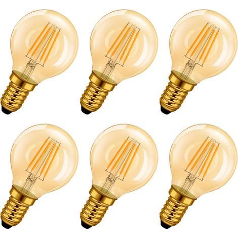 Lampe à LED E14 4W (remplace 35W), 2400K Blanc Chaud, MiNi Globale à filament, Ultra lumineux 410Lm, Style Vintage de lampe rustique, Non-Dimmable, Lot de 6 (1/4)