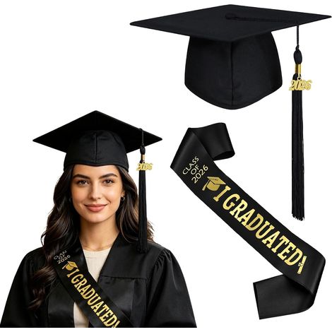 Unisex Graduation Cap, 2026 Graduation Cap with Sash, Adjustable Student Graduation Cap, for High School and University Graduation Ceremonies (1/5)