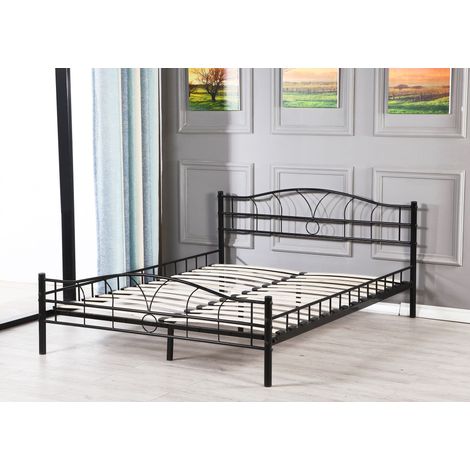 King Of Dreams – Lit métal 90x200 – Lit adulte noir – Structure renforcée en métal 0,75 mm – Design moderne et minimaliste – Pour chambres et petits espaces (1/4)
