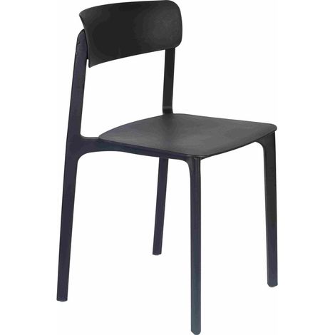 Chaise de salle à manger, Lot de 4 chaises en polypropylène Clive Noir en Plastique, BOITE A DESIGN (1/5)