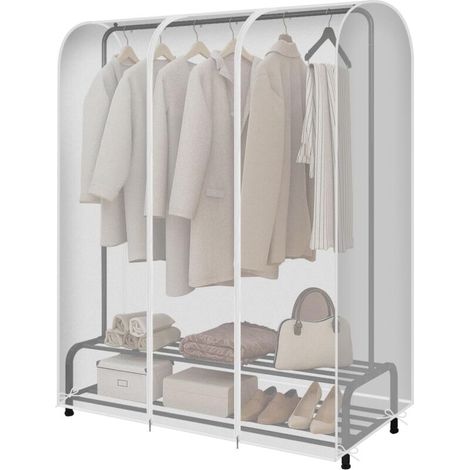 150x50x150 cm Housse transparente pour portant à vêtements avec 2 fermetures éclair durables Ouverture et Fermeture Faciles Étanche et anti poussière