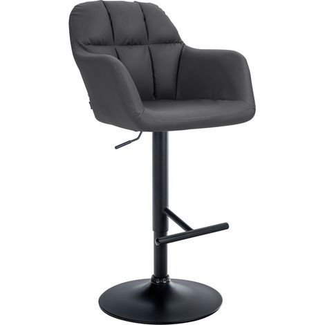 Sgabello da bar seggiolone x1 Funzione di rotazione a 360° in PVC nero con cuciture decorative base in metallo nero 100005259
