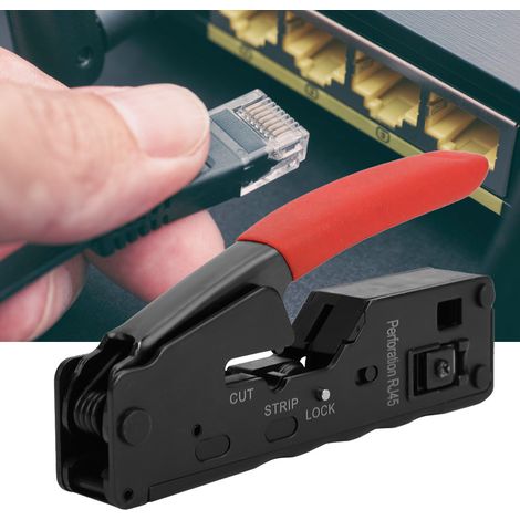 Crimpzange mit Kristallkopf für Netzwerkkabel (CAT-5, CAT-6, CAT-7, rot) (1/5)