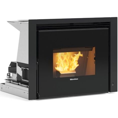 Extraflame – Insert à granulés canalisable 10 kW – Foyer en fonte – Ventilation frontale – Évacuation des fumées supérieure – Pour volume jusqu'à 287 m3 - PLUS 10 KW
