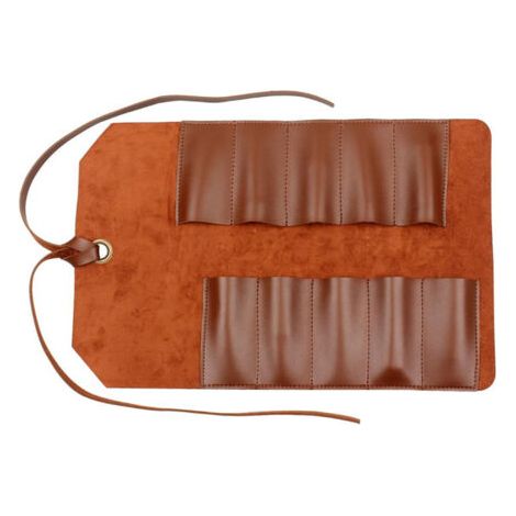 Tool Rouleau de sac en cuir Pochette 10 poches Multi-user Organizer Wrap pour Woodworking Clé Clé brun clair, poche à outils (1/4)