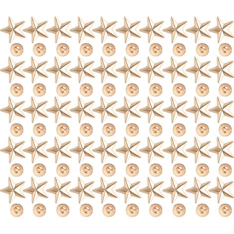 50 jeux de rivets en forme d'étoile à cinq branches avec vis, 14 mm, finition dorée convexe (1/5)