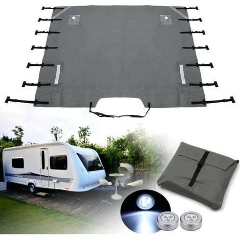 Universelle Wohnwagen-Frontabdeckung mit LED-Beleuchtung / Schutzschnallen / Tasche (1/4)