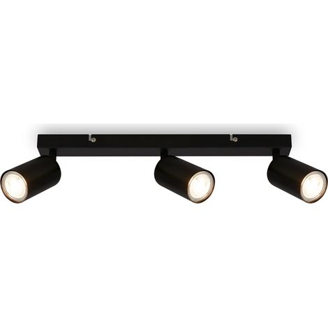 BRILONER - Plafonnier LED GU10 Max 9W, Lustre pour Salon, Chambre à Coucher, Cuisine et Salle de Bain, Spot LED de Plafond, Applique Murale d'Intérieur, Noir (1/5)