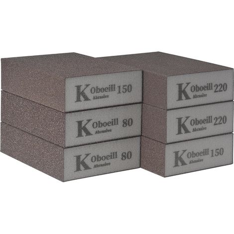 6 pièces Sponge abrasive avec papier poncer (3 grains 80/150/220) (1/5)
