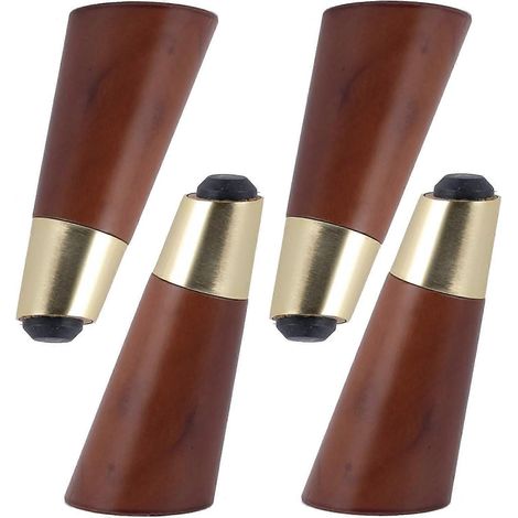 Ensemble de pieds de meubles en eucalyptus, 4 pieds de meuble en bois massif, adaptés aux canapés, tables, armoires, etc., avec vis de fixation, base en laiton, placage en noyer (mm), pieds droits de (1/5)