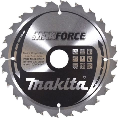 Makita MAKFORCE B-32247 Hartmetall Kreissägeblatt 190 x 30 x 1.4 mm Zähneanzahl: 24 1 St.