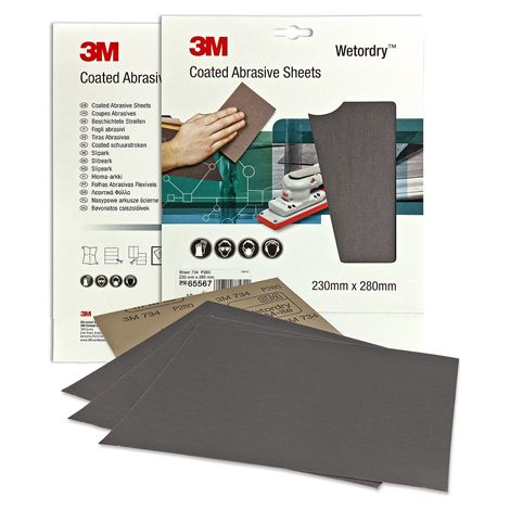 Feuilles abrasives imperméables 230x280mm 734 G.1200 boite de 10 3M LS65574