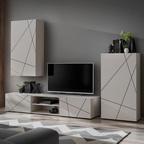 Ensemble Meuble TV 3P "Geo" 250cm Beige (1/5)