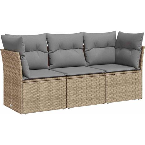 Maison Exclusive - Juego de sofás de jardín con cojines beige 3 p (1/3)