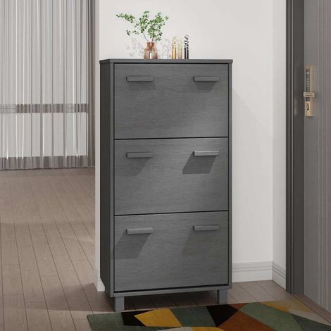vidaXL Zapatero HAMAR madera maciza pino gris oscuro 59,5x35x117 cm (1/5)
