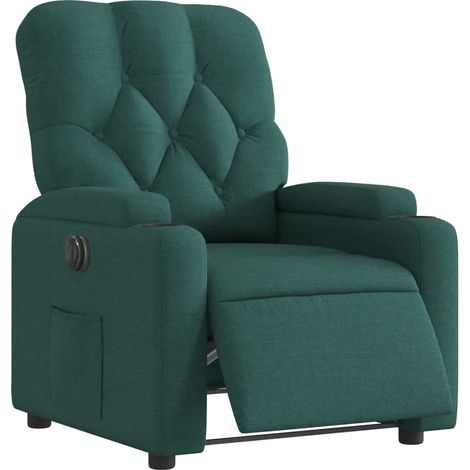 Sillón relax TV con función reclinable eléctrica muy cómodo en tela verde oscuro DEC028594 (1/5)