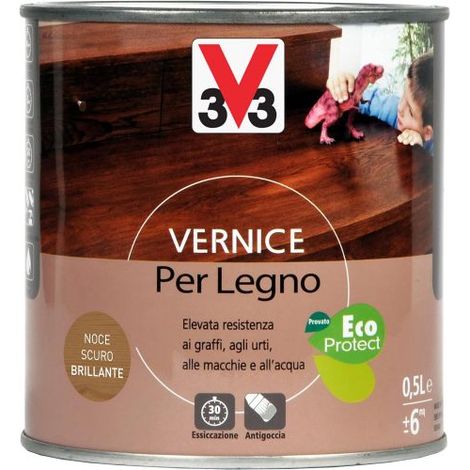 vernice per legno - toni legno - aspetto brillante - noce scuro - 0,5 litri