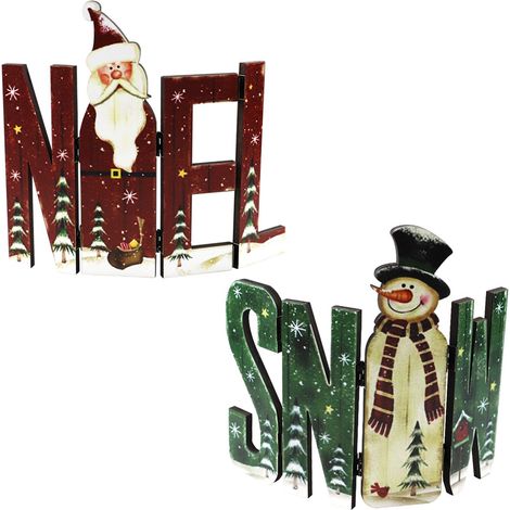 Décoration de Noël en bois : bonhomme de neige, vieil homme (1/5)