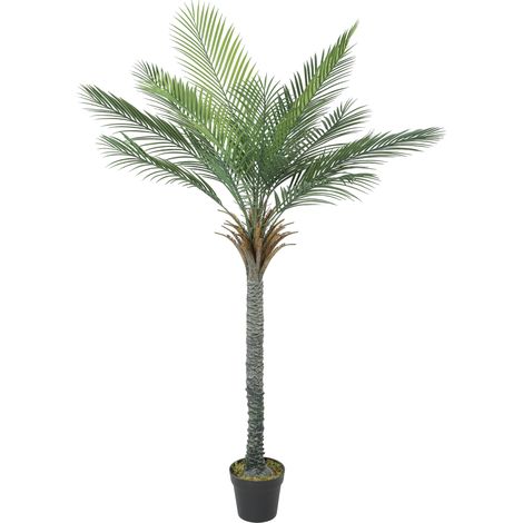Palmier artificiel 180 cm, plante artificielle tropicale en pot, 15 feuilles réalistes, pour salon, chambre, bureau