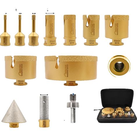 Set di punte diamantate, varie misure, prestazioni durature, 12 pezzi, filettatura M14 (1/2)