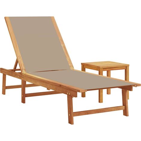 Maison Exclusive - Lettino Prendisole e Tavolo Tortora Massello Acacia e Textilene