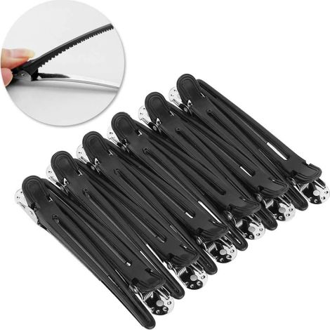 24 pinces à bec de canard noires, pinces de coupe pour salons de coiffure, pinces pour teinture capillaire, outils de coiffure (1/5)