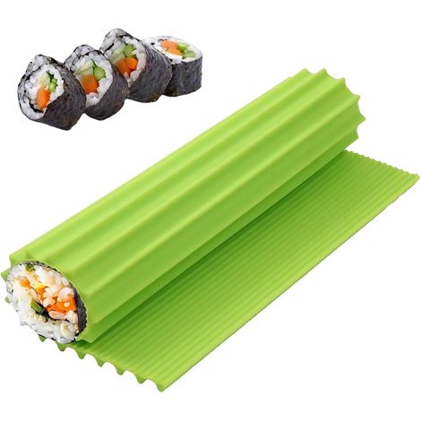 Tapis de Sushi, Natte Sushi, Kit de fabrication de sushis, Tapis à Sushis en Silicone de Antiadhésif Lavable Réutilisable pour débutants et enfants, Pour Pique-Nique Déjeuner Cuisine DIY (1/5)