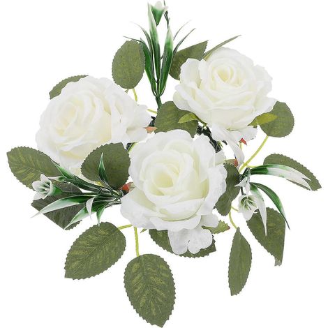 Couronne de bougies en roses artificielles (lot de 2), idéale pour la décoration de mariage, un cadeau élégant et la décoration intérieure. Dimensions : 25 x 25 x 7 cm. (1/5)