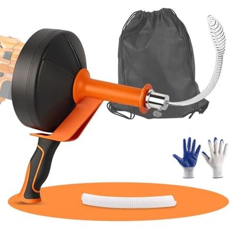 Furet Déboucheur Canalisation 10 m – idéal & pour Évier et Salle de Bain Professionnel Compatible Perceuse Kit Complet avec Gants -