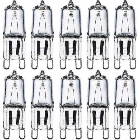 Ampoules halogènes G9 28 W (29 W) 230 V 2800 K blanc chaud à intensité variable, ampoules capsules G9 pour lustres, appliques, lampes de table, lot de 10 ( ) (1/5)