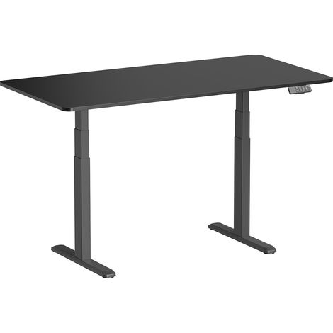 Bureau motorisé assis-debout 150x75cm, Plateau noir à bords arrondis/Pied noir