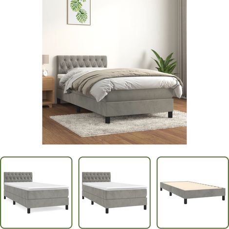 Sommeil réparateur - Sommier à lattes de lit et matelas Gris clair 100x200cm Velours (1/5)