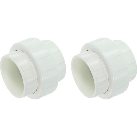 2 pièces Raccord Union UPVC 2" (emboîtement x emboîtement), Adaptateur Union UPVC, Joint torique EPDM Schedule 40 pour irrigation, système de piscine, (Blanc) (1/5)