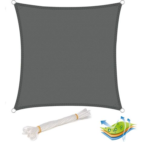 WOLTU Garden Sun Shade Sail PE Breathable Canopy Sunscreen Patio Awning Cover Grey 2x2m
